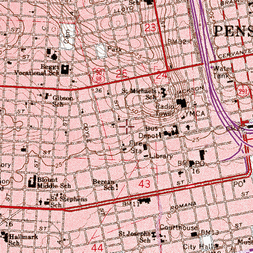 Topographic Map of Whitfield Memorial Baptist Church, FL