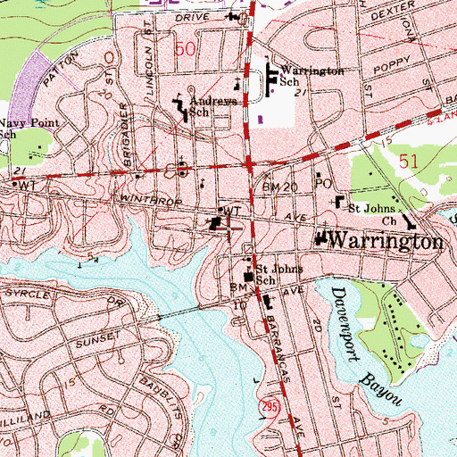 Topographic Map of Lakeview Baptist Church, FL