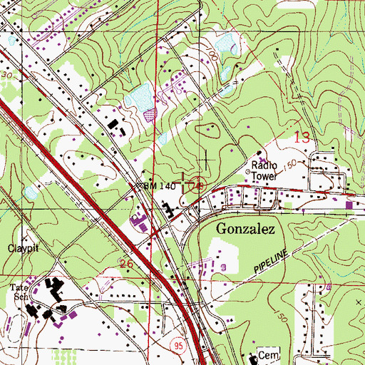 Topographic Map of Mobile Highway Baptist Church, FL