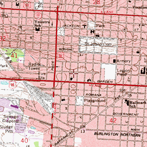 Topographic Map of Heights Baptist Church, FL