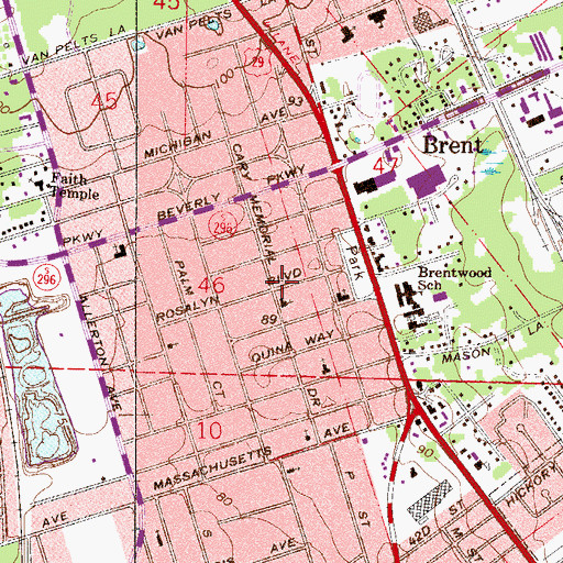 Topographic Map of First Baptist Church of Pensacola, FL