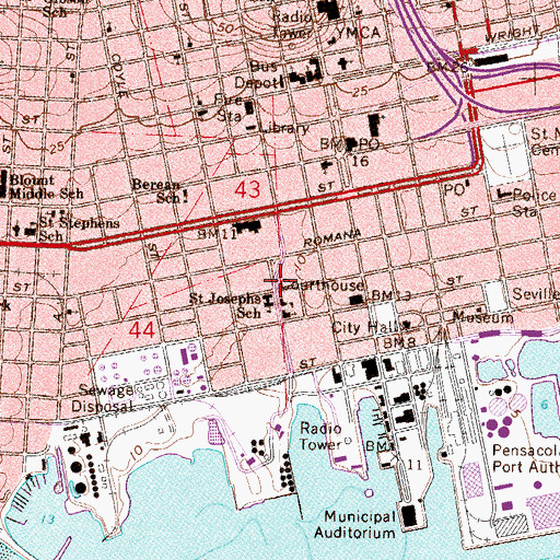 Topographic Map of Ferry Pass Baptist Church, FL