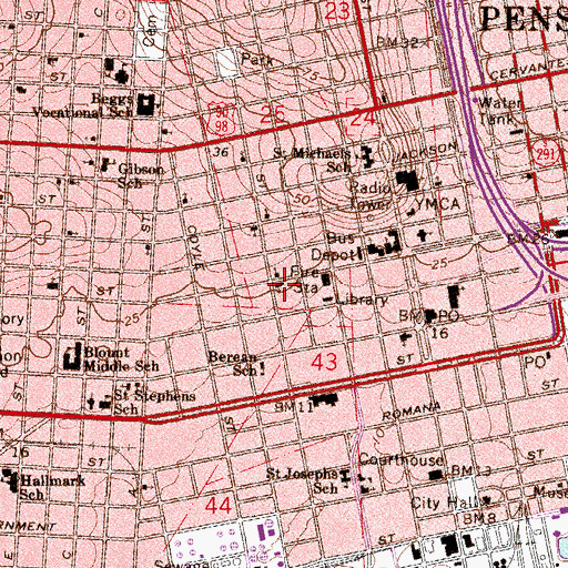 Topographic Map of Spanish Trail Baptist Church, FL