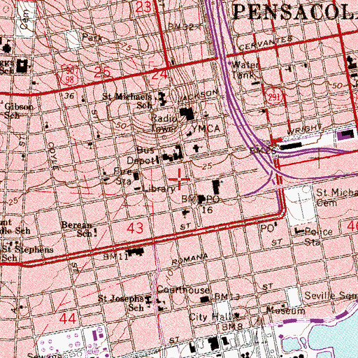 Topographic Map of Landmark Missionary Baptist Church, FL