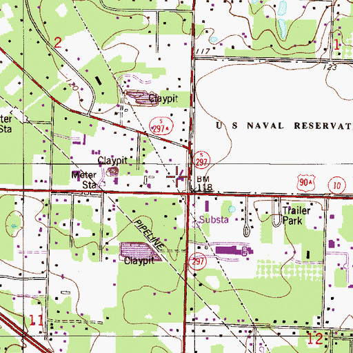 Topographic Map of Pensacola Baptist Church, FL