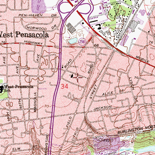 Topographic Map of Faith Baptist Church, FL