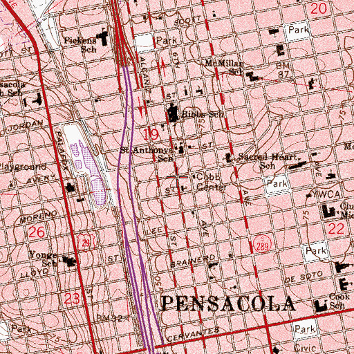 Topographic Map of Burgess Road Baptist Church, FL