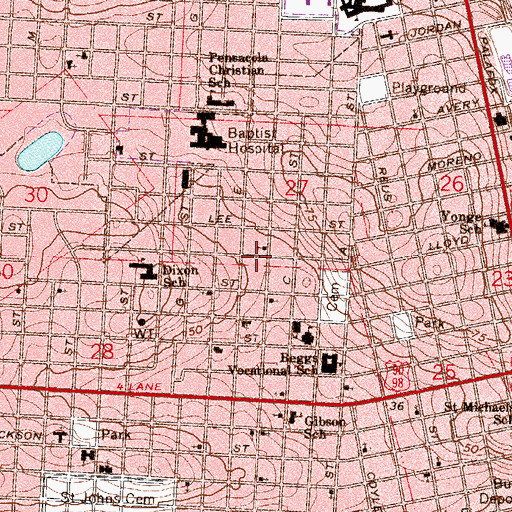 Topographic Map of Bible Baptist Church, FL