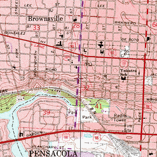 Topographic Map of Whitfield Memorial Baptist Church, FL