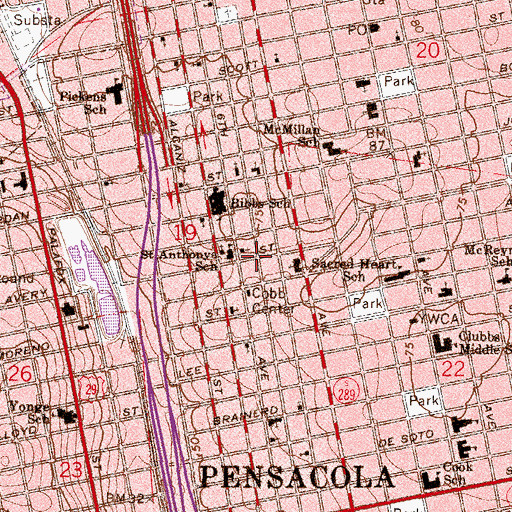 Topographic Map of Saint John Devine Baptist Church, FL