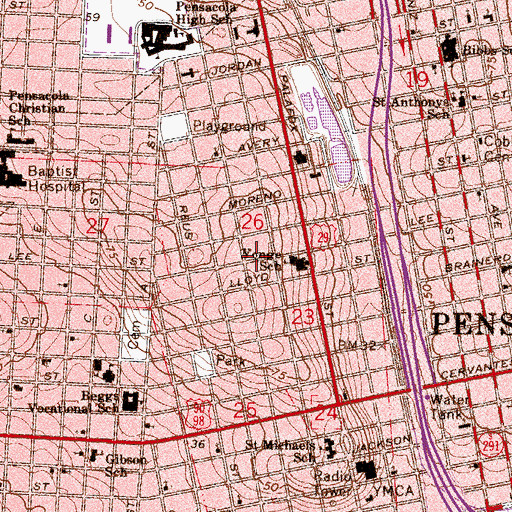Topographic Map of Pearl Valley Baptist Church, FL
