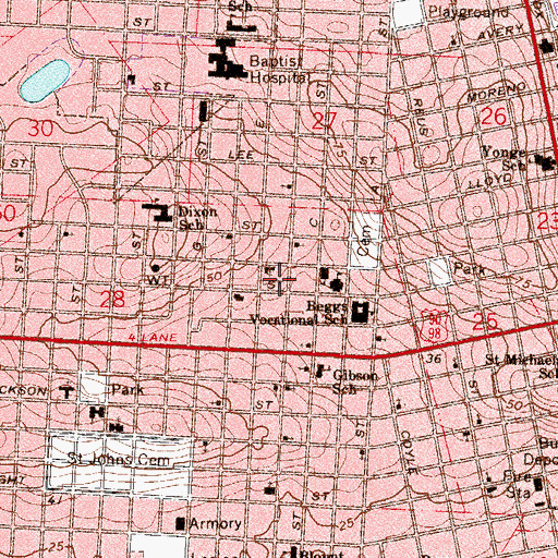 Topographic Map of Parkview Baptist Church, FL