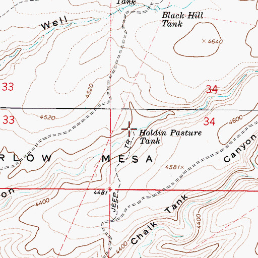 Topographic Map of Holdin Pasture Tank, AZ