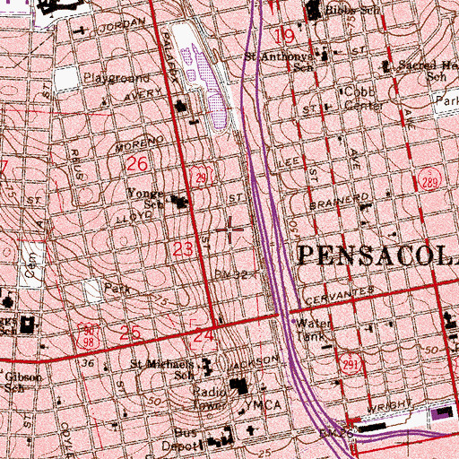 Topographic Map of Mount Canaan Baptist Church, FL