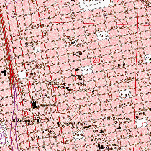 Topographic Map of Heights Baptist Church, FL