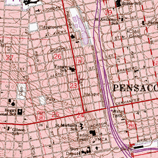 Topographic Map of First Calvary Baptist Church, FL