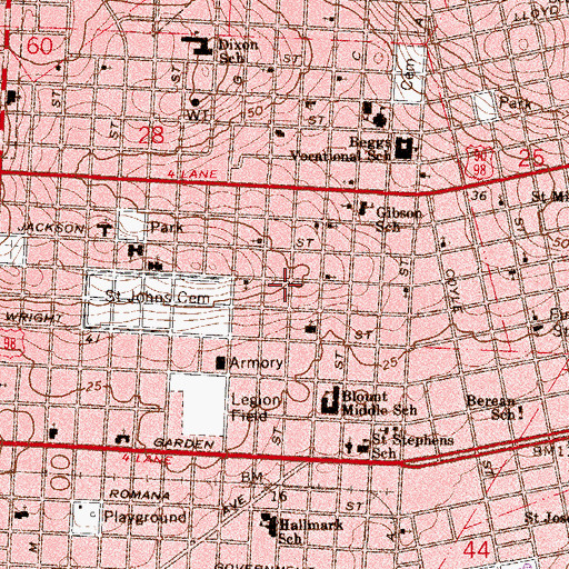 Topographic Map of Community Vine Church, FL