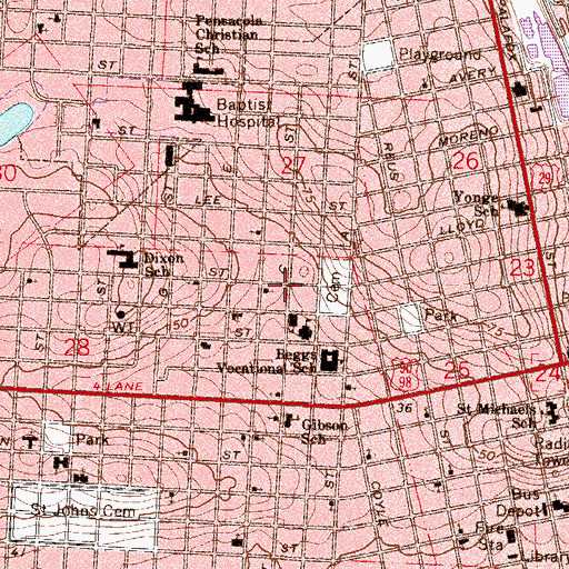 Topographic Map of Cederlawn Baptist Church, FL