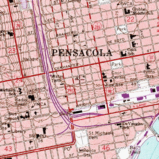 Topographic Map of Pace Assembly of God Church, FL