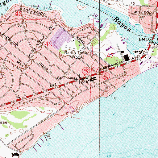 Topographic Map of Warrington Assembly of God Church, FL