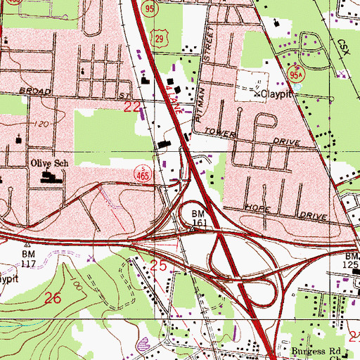 Topographic Map of Olive Road Church of God, FL