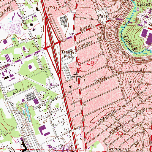 Topographic Map of Baywoods Assembly of God Church, FL