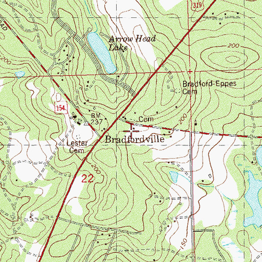 Topographic Map of Bradfordville Baptist Church, FL