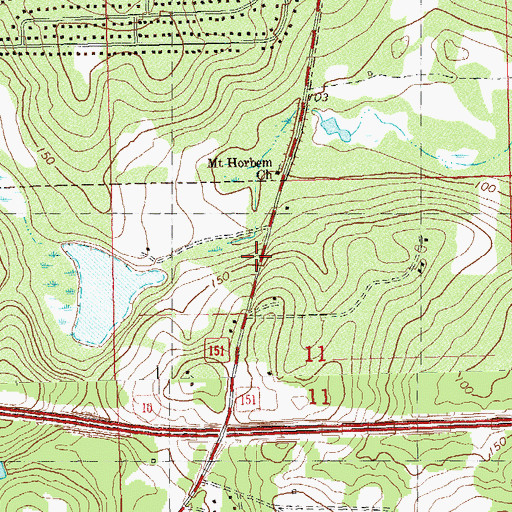 Topographic Map of Mount Horeb Primitive Baptist Church, FL