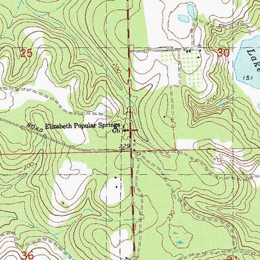 Topographic Map of Elizabeth Popular Spring Primitive Baptist Church, FL