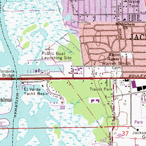Topographic Map of Jacksonville Marine Institute, FL