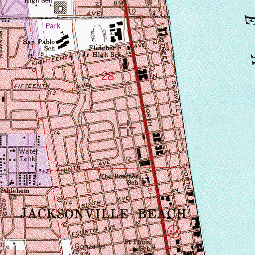 Topographic Map of Saint Pauls by the Sea Episcopal Day School, FL
