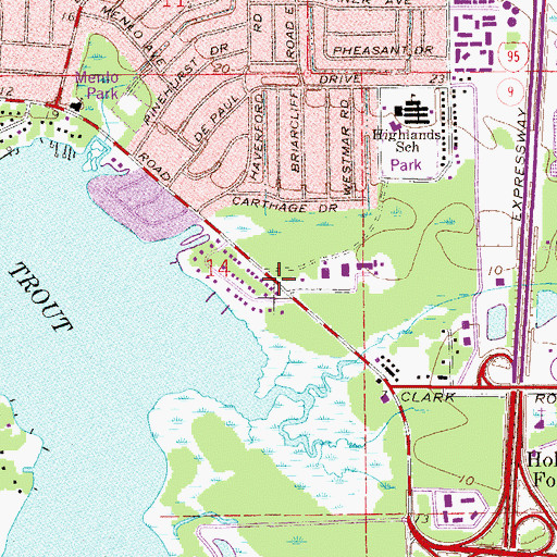 Topographic Map of Saint Patricks School, FL