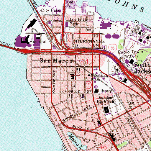 Topographic Map of DePaul School of Northeast Florida, FL