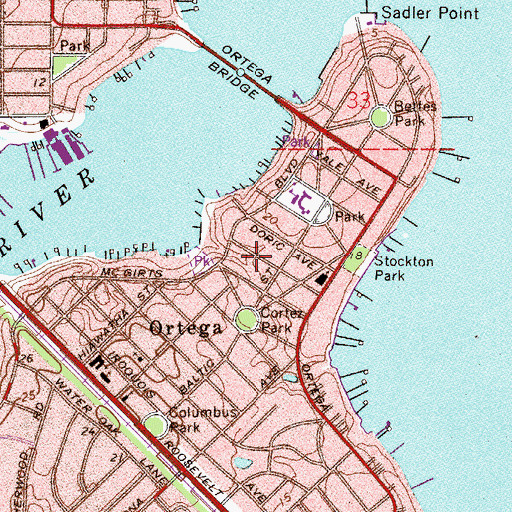 Topographic Map of Ortega Kindergarten, FL