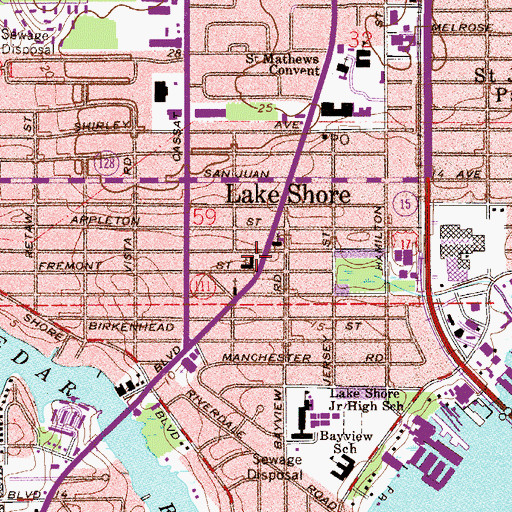 Topographic Map of Sacred Heart School, FL