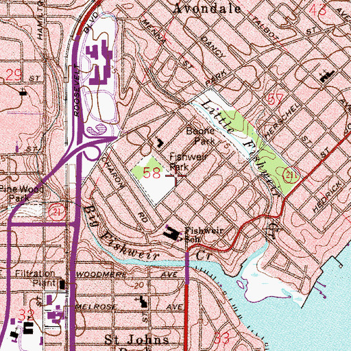 Topographic Map of Riverside Avondale Middle School, FL