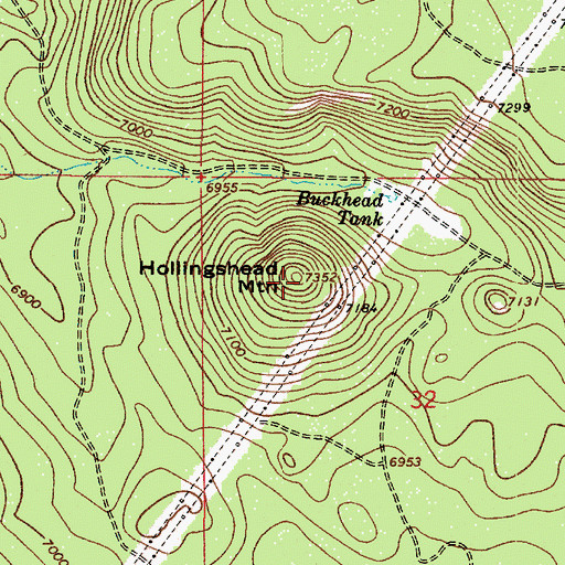 Topographic Map of Hollingshead Mountain, AZ
