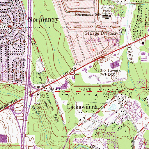 Topographic Map of Normandy Baptist Temple Kindergarten, FL