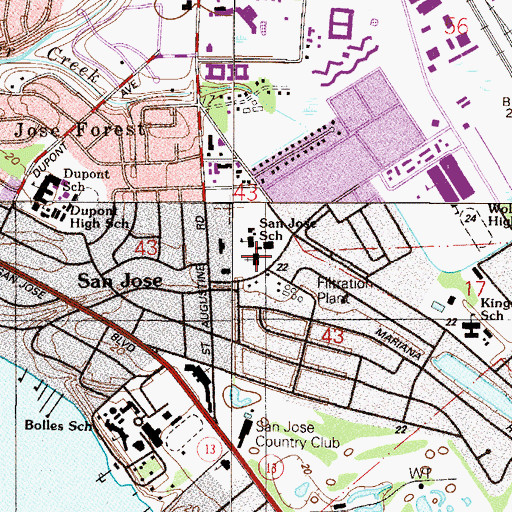 Topographic Map of San Jose Catholic School, FL