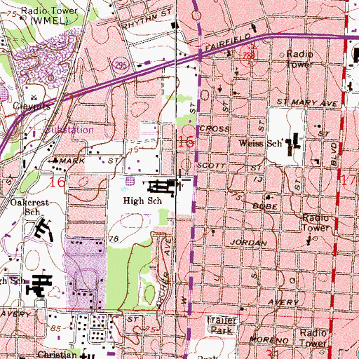 Topographic Map of Pensacola Catholic High School, FL