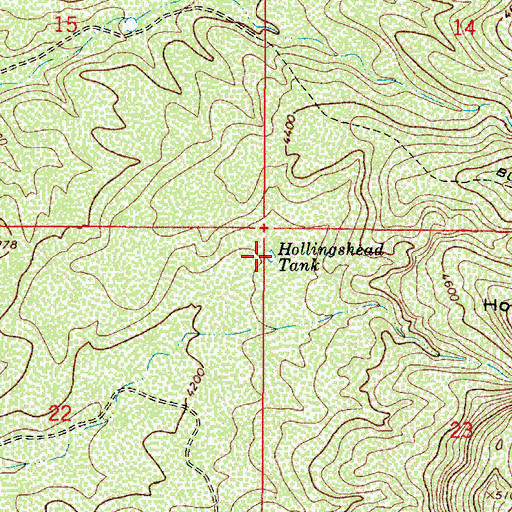 Topographic Map of Hollingshead Tank, AZ