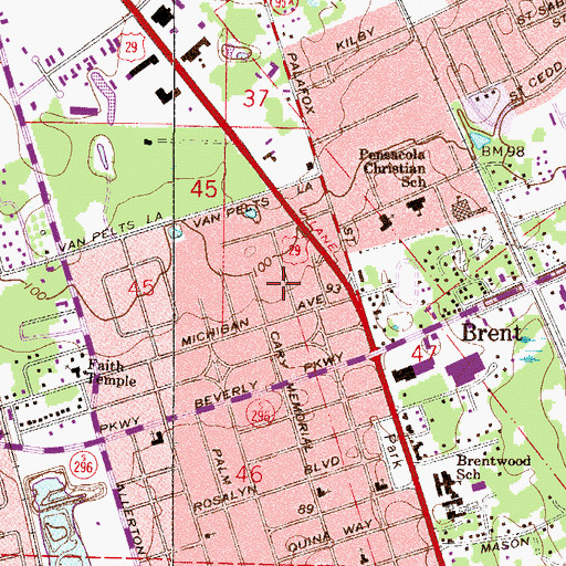 Topographic Map of Kinder Care Learning Center, FL