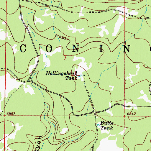 Topographic Map of Hollingshead Tank, AZ