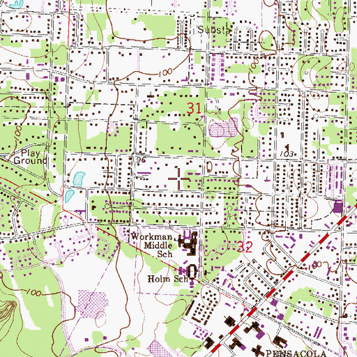 Topographic Map of Mahoney School, FL