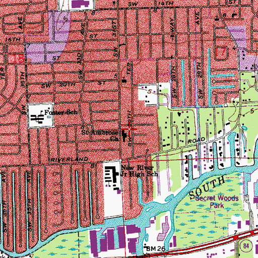 Topographic Map of Saint Ambrose Episcopal School, FL