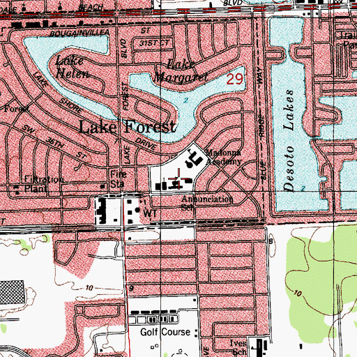 Topographic Map of Annunciation School, FL