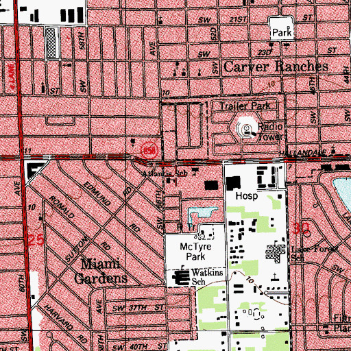 Topographic Map of Hilltop Montessori School, FL