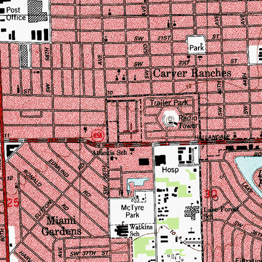 Topographic Map of Atlantis Private School, FL
