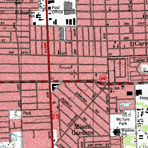 Topographic Map of Mirawood Day School, FL