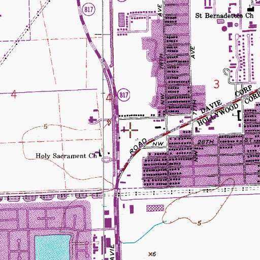 Topographic Map of Beacon Hill School, FL